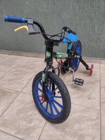 Bicicleta Infantil Azul Aro 16" com rodinhas Marca: Jungle Roar Brinke+ - Foto 5