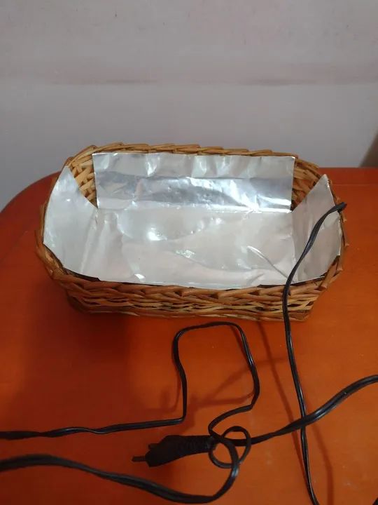 Cesta de Vime com manta elétrica para aquecer pães  - Foto 3