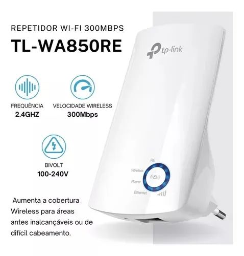 Repetidor De Sinal Wireless Wi-fi Tp-link Wa 850re 300mbps - Loja Natan Abreu  - Foto 3