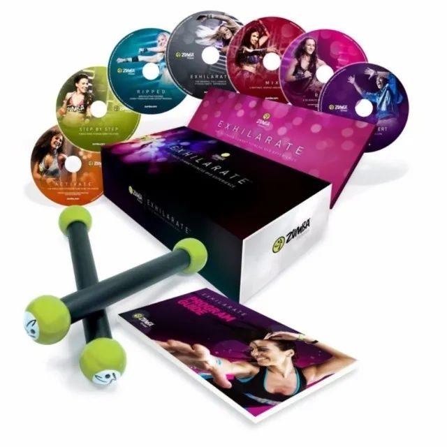 Zumba Fitness Exhilarate Kit Com 7 Dvds Toning Sticks Academia