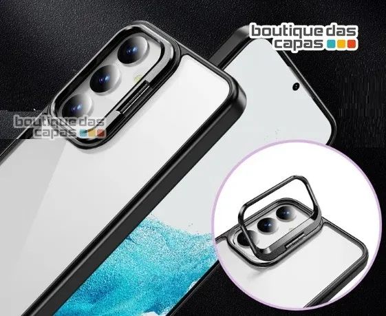 Capa case pro com suporte mesa e proteção camera samsung s24 s24 ultra s23 fe - Foto 3