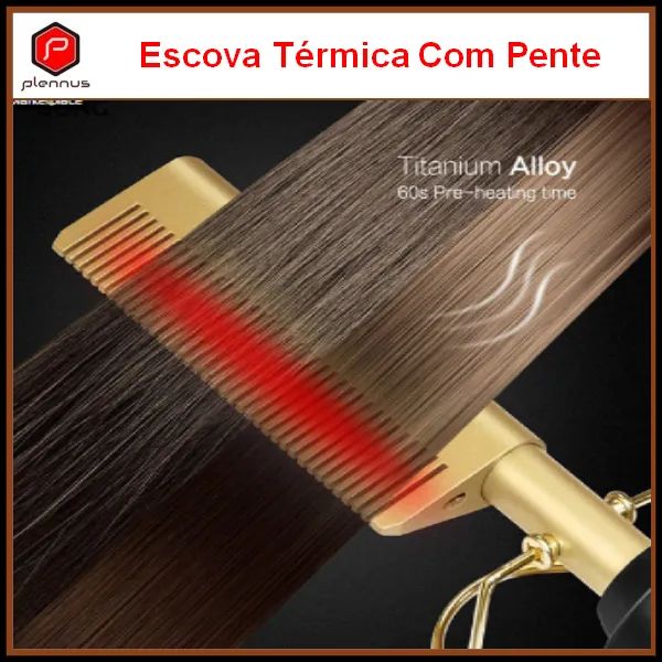 Escova Elétrica Térmica com Pente Para Ondular e Alisar Cabelos (z538) - Foto 2