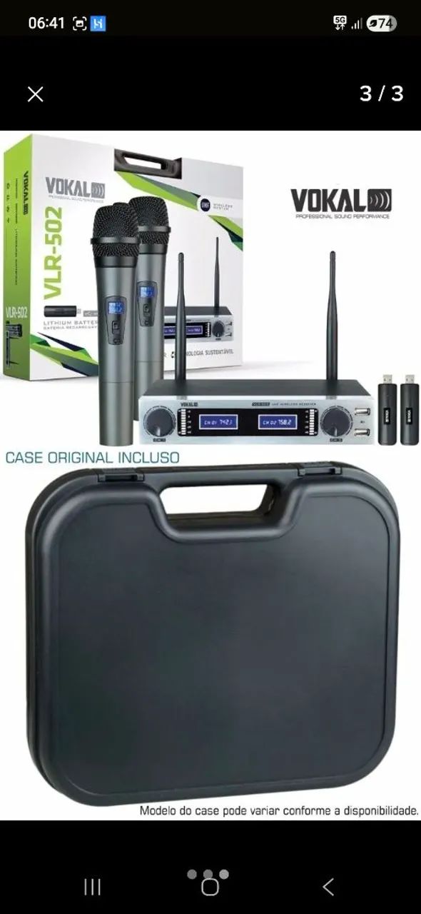 Microfone sem fio duplo Vokal VLR502 - Foto 3