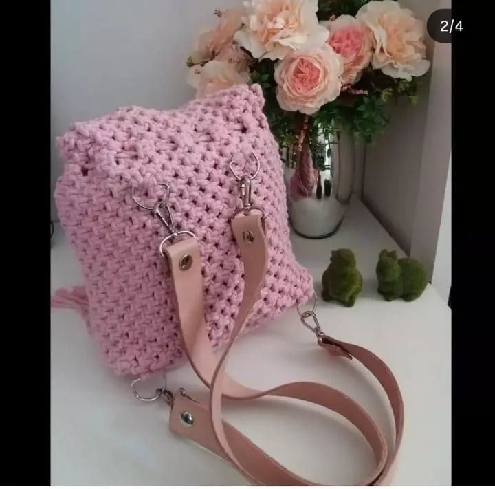 Linda mochila em macramê 