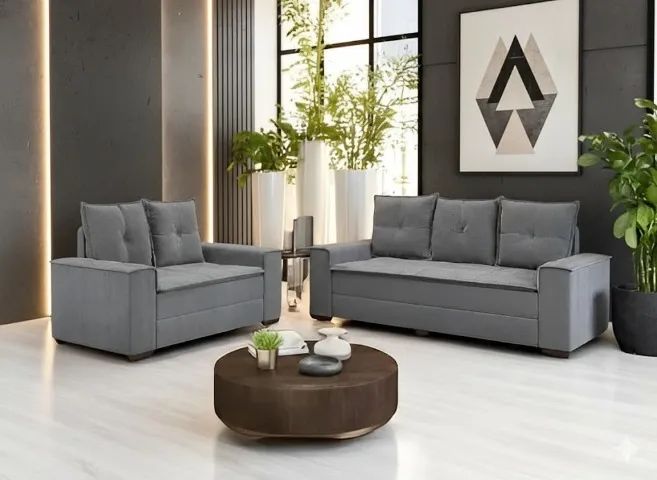 Sofa 2 e 3 lugares cinza novo de loja 