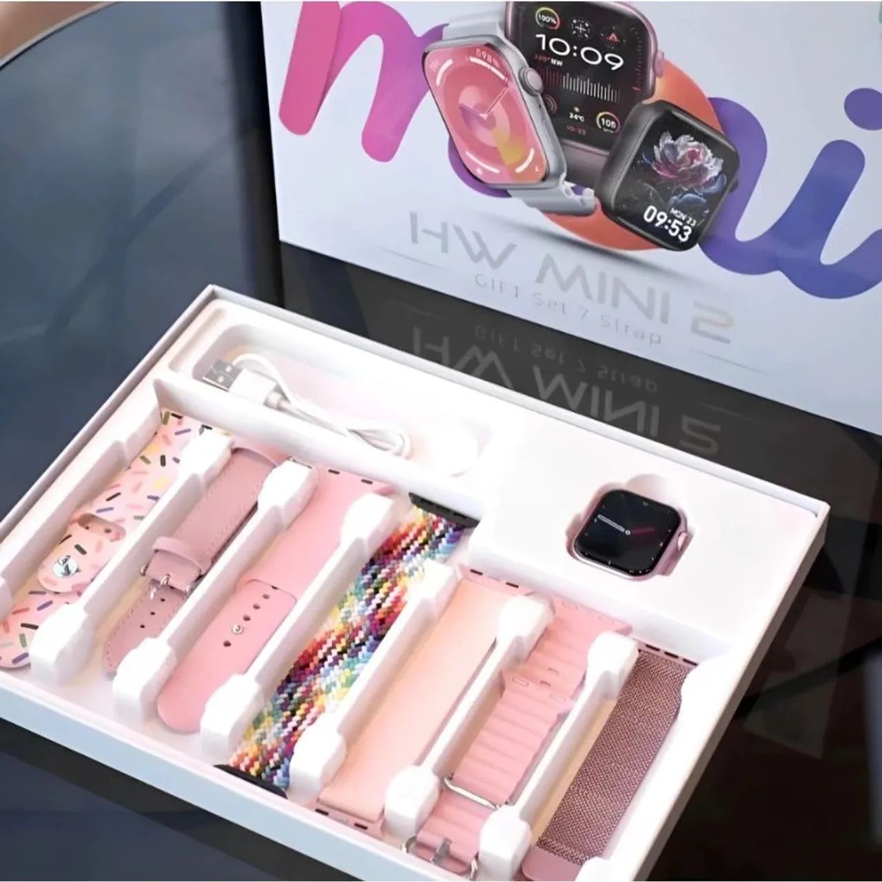 Smartwatch HW Mini 2 com 7 Pulseiras e 41mm - Foto 3