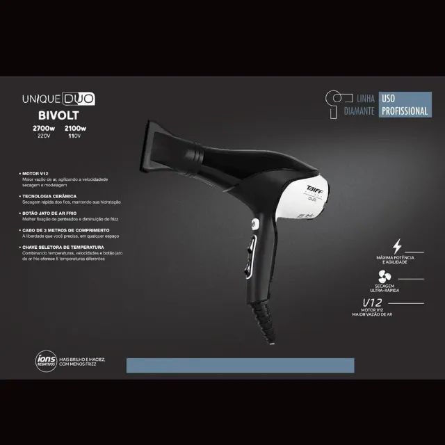Secador de Cabelo Taiff Duo Unique - SUPER POTENTE
