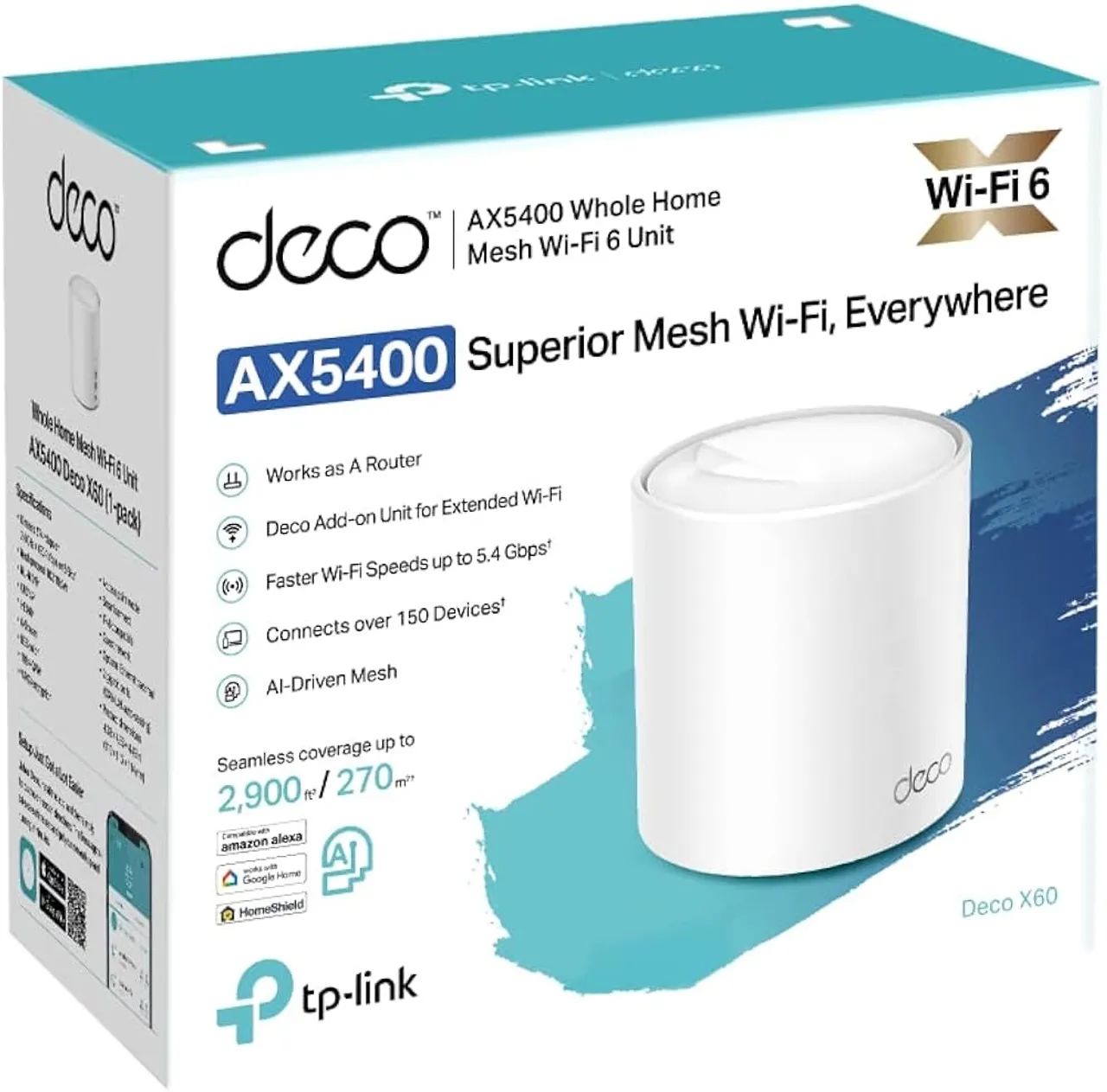 Roteador Mesh Wi-Fi 6 TP-Link Deco X60 - 1 pack