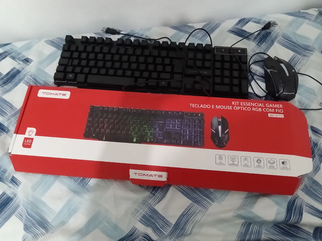 Kit Gamer Teclado e Mouse Tomate RGB com Fio