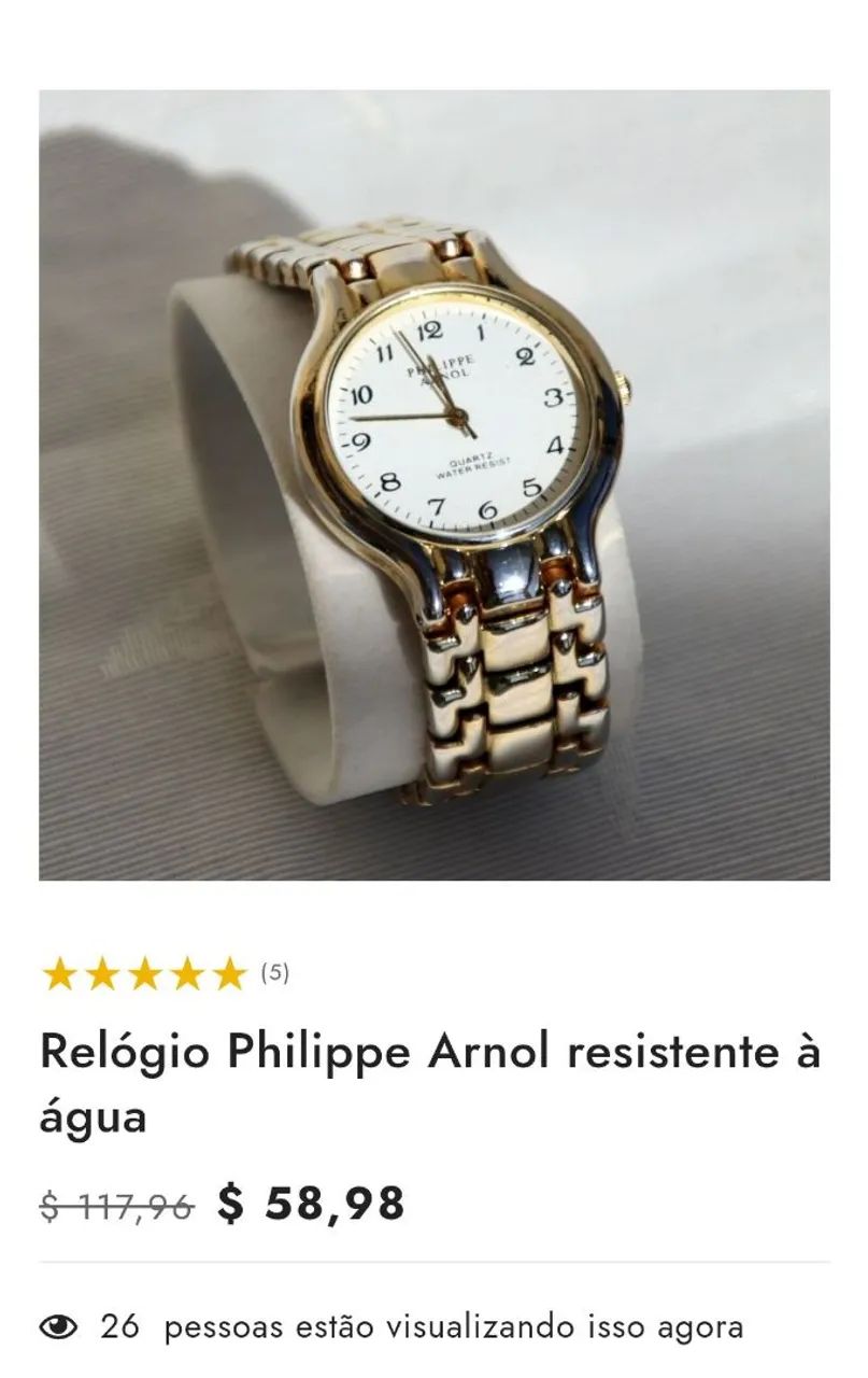 Relógio Philippe Arnol Quartz à Prova d'água NOVO - Foto 2