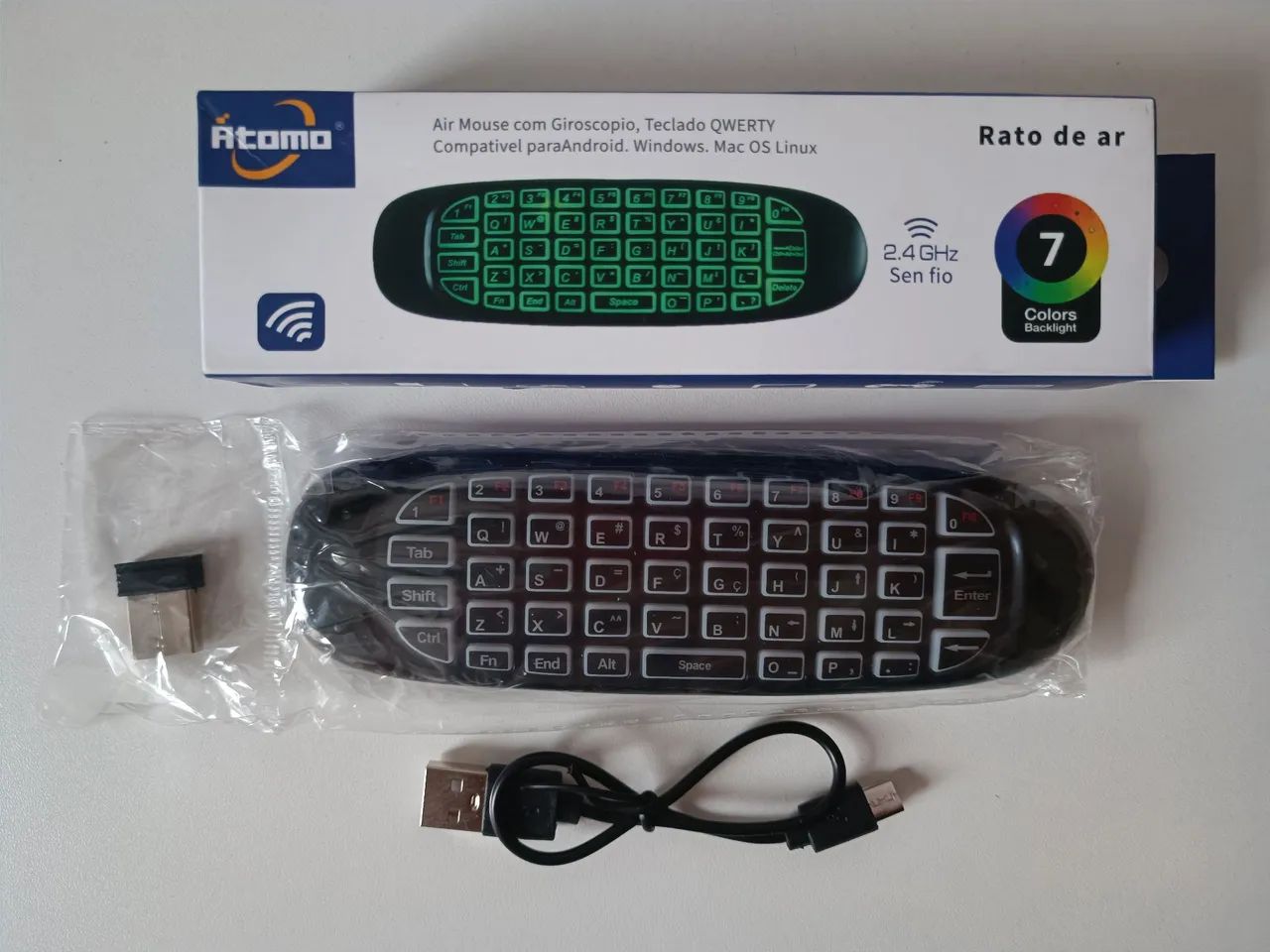 Controle Teclado e Mouse Air Mouse Atomo com Giroscópio (FRETE GRÁTIS) 