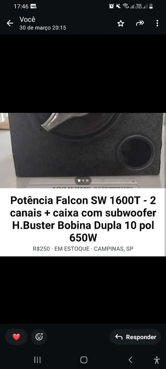 Caixa Subwoofer + Potência Falcon - Foto 2