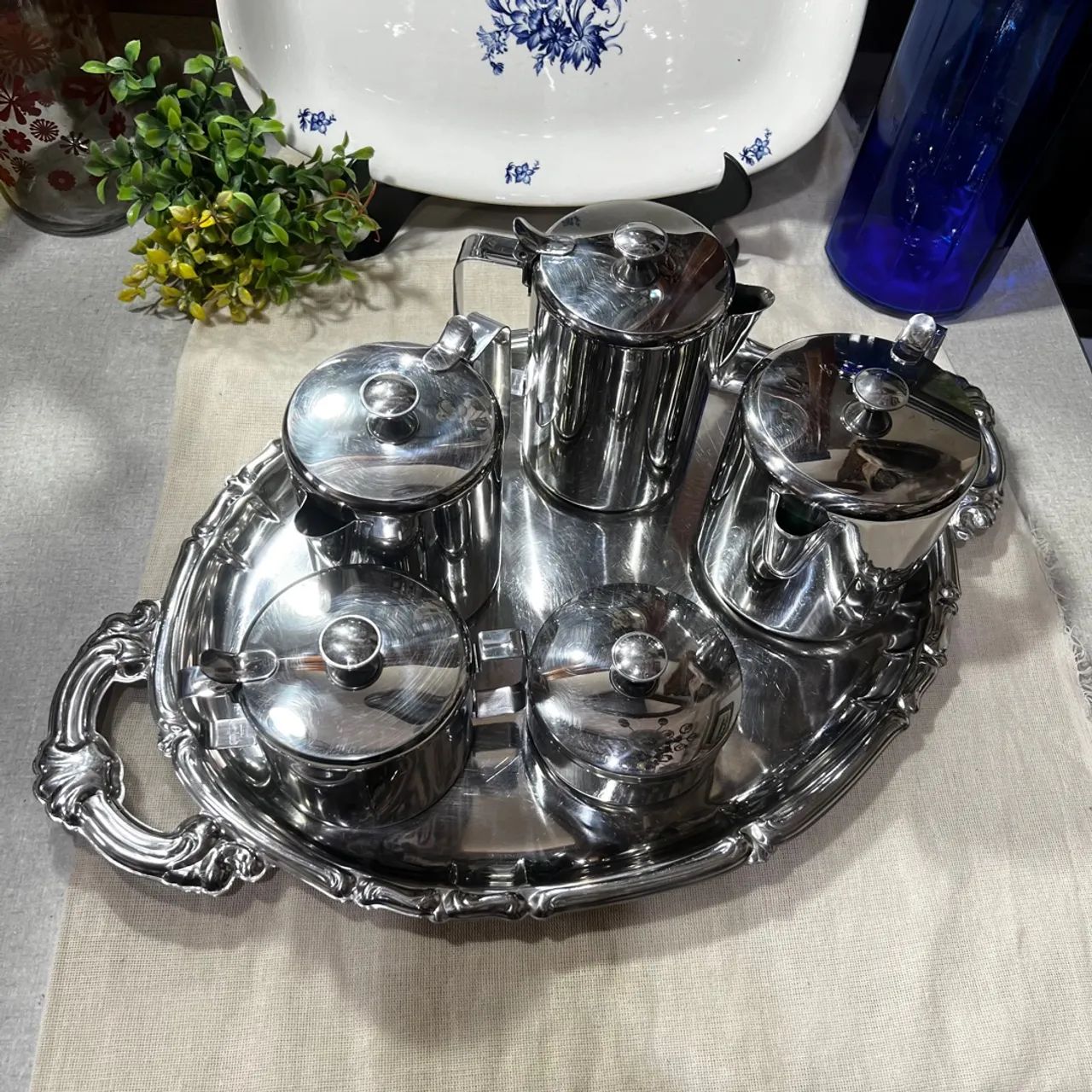 Conjunto de 5 peças para servir chá e café em inox - Foto 2