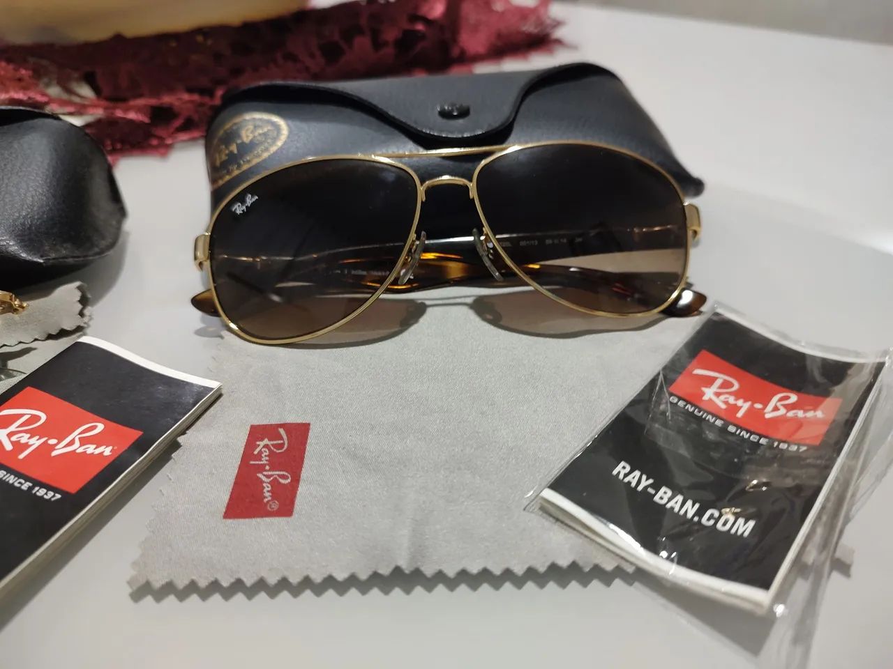 Óculos Ray-Ban Aviator Dourado - Original - Foto 5