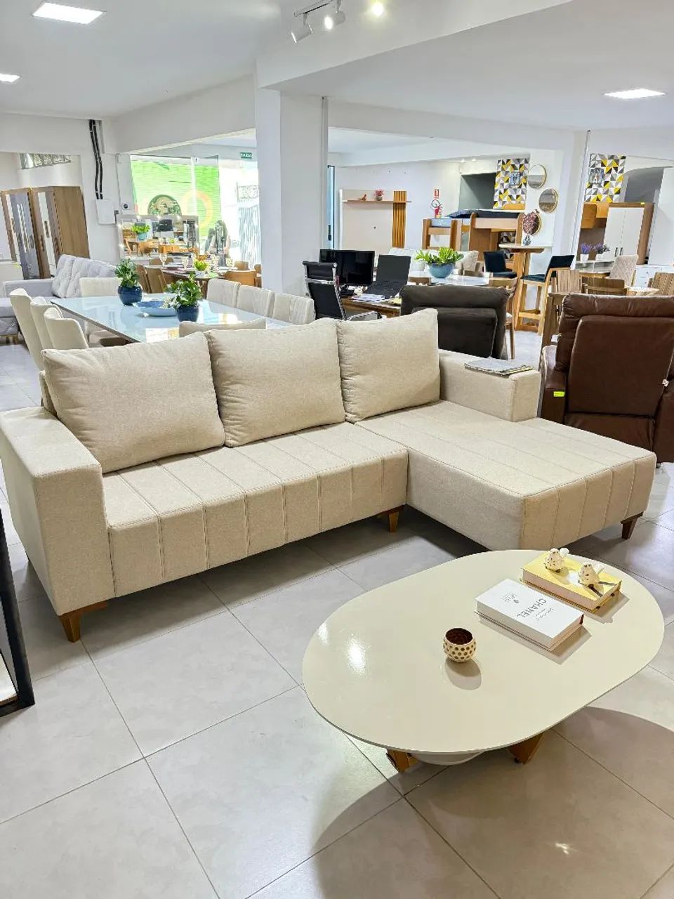 Sofá de canto bege65704309144195120