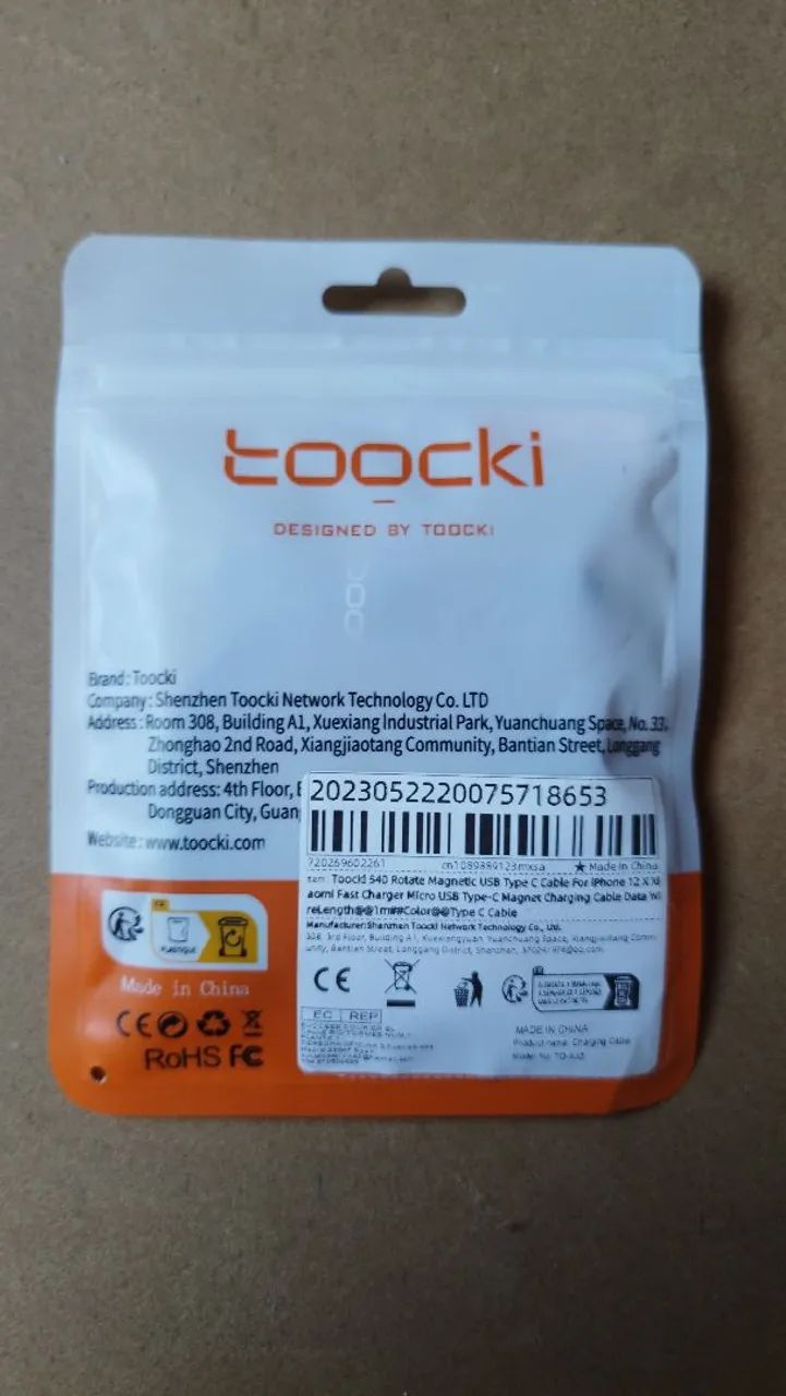 Cabo USB Tipo-C Toocki - Novo, Embalagem Original - Foto 2
