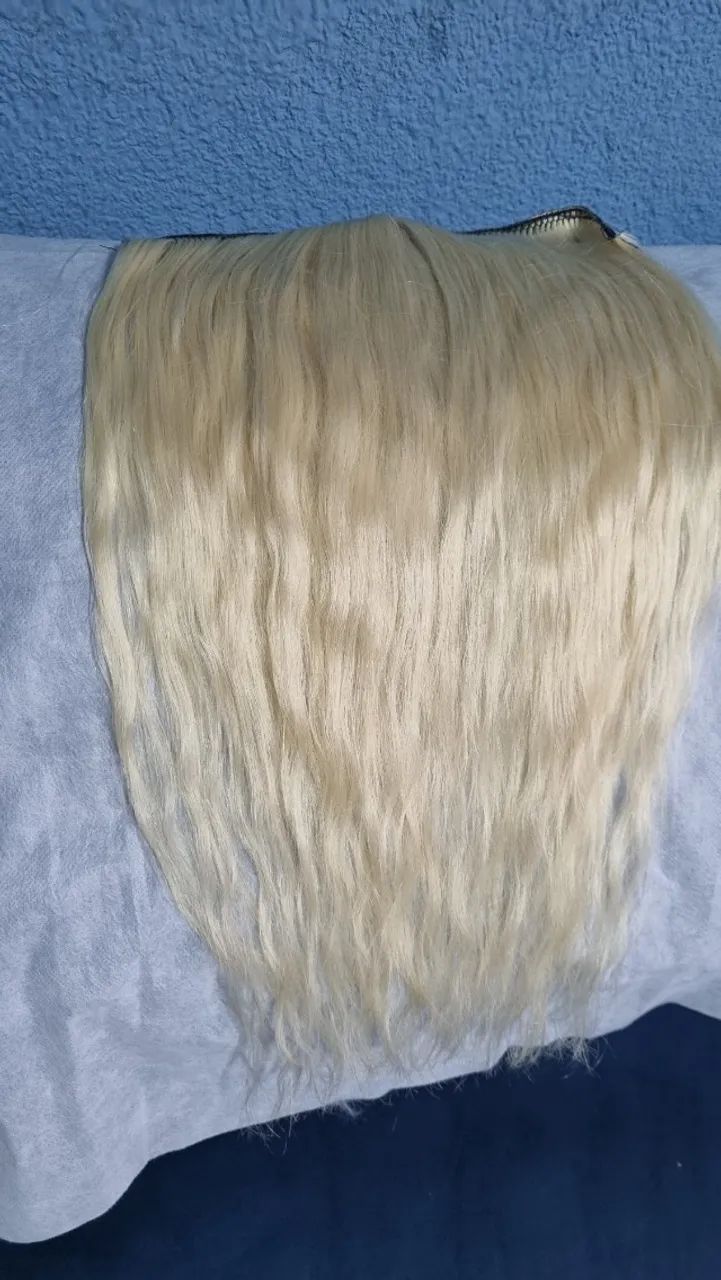 Cabelo humano  brasileiro loiro pérola 55cm  - Foto 2