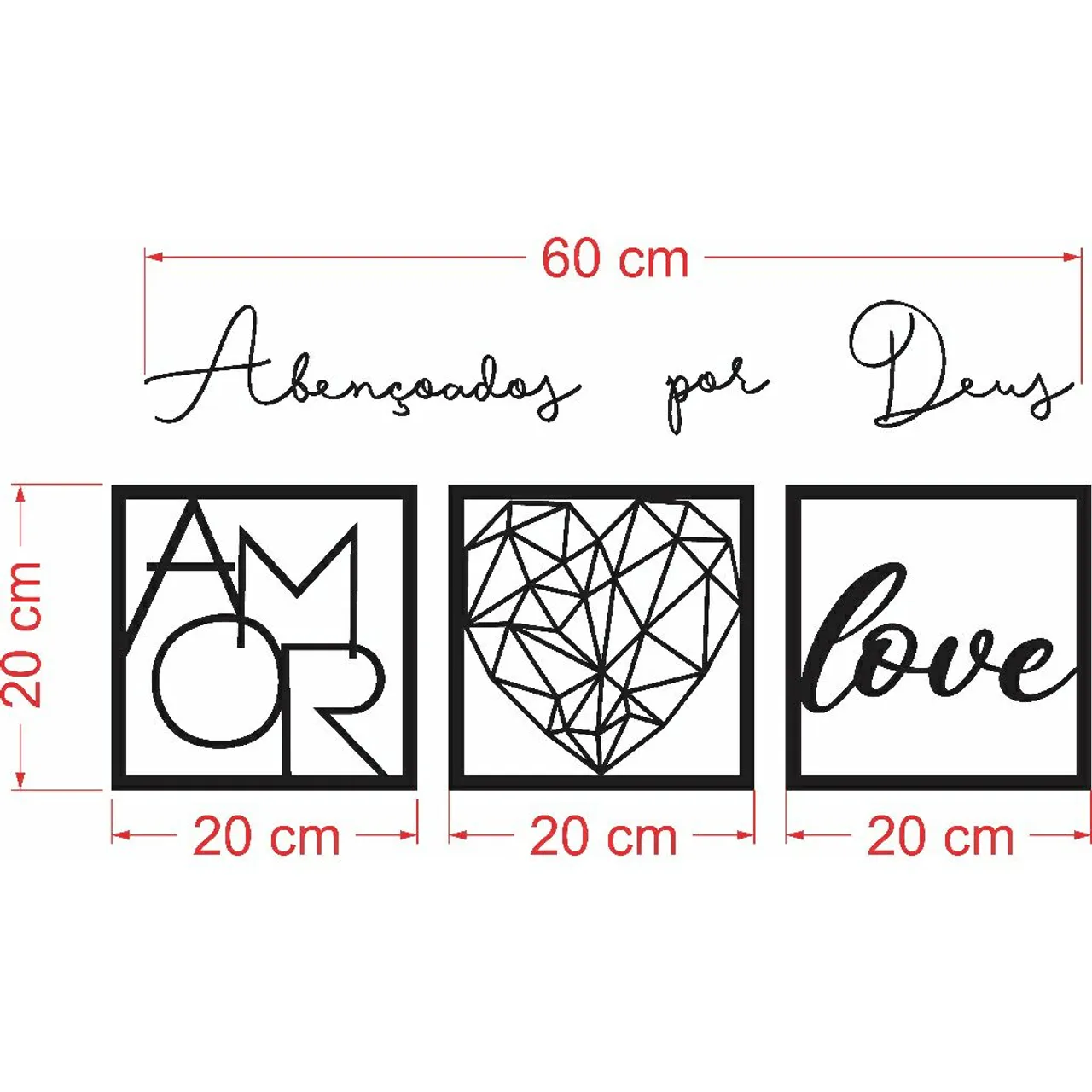 Kit 9 Quadros Decorativos Abençoados por Deus Amor e Love