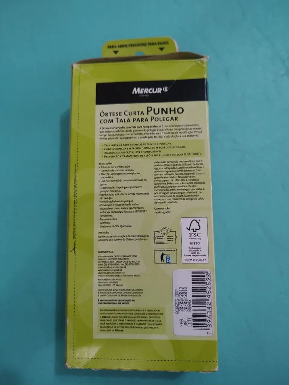 Órtese Curta Punho Com Tala Para Polegar Mercur - Foto 2