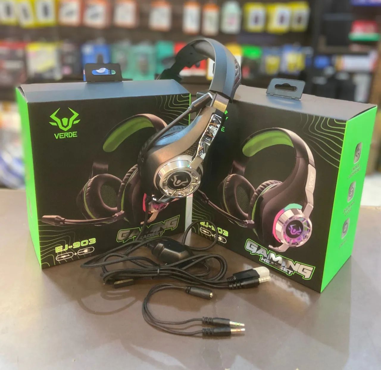 Fone gamer verde EJ - 903