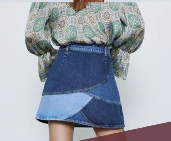 Saia Jeans Patchwork - Foto 2