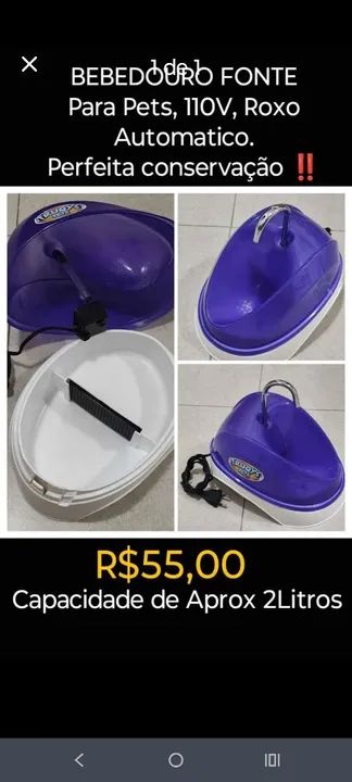 Bebedouro para Pets Automático 110V Roxo