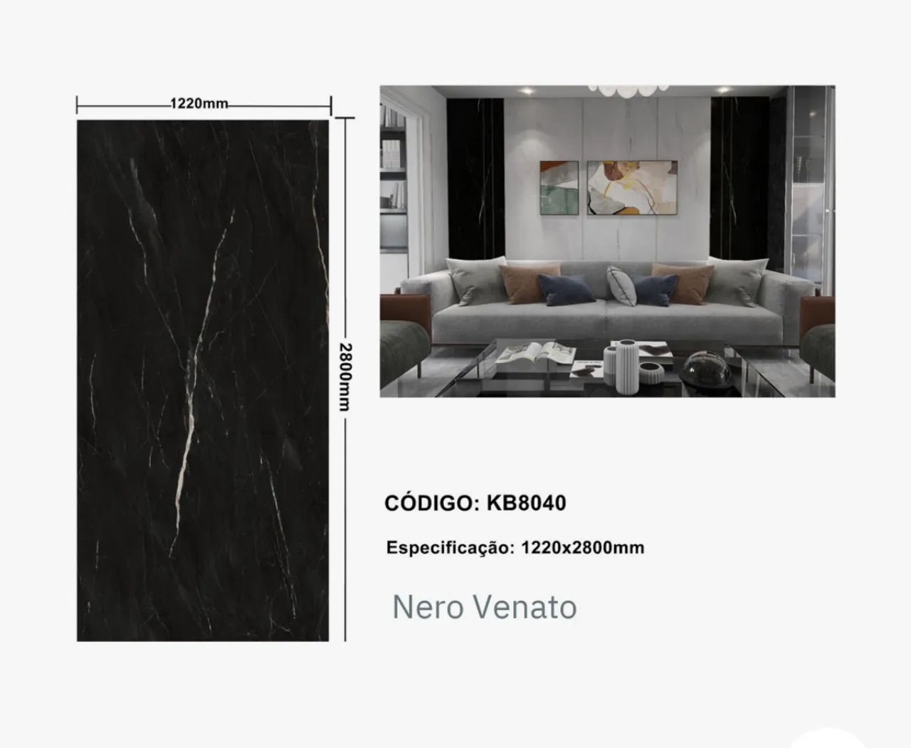 Porcelanato Nero Venato NOVO IMPERDÍVEL 