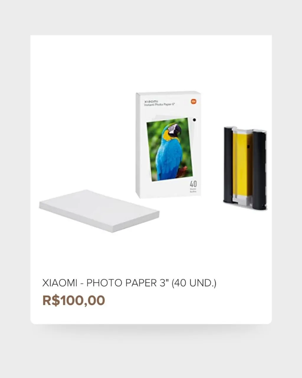 Papel Fotográfico Xiaomi 3'' 40 unidades