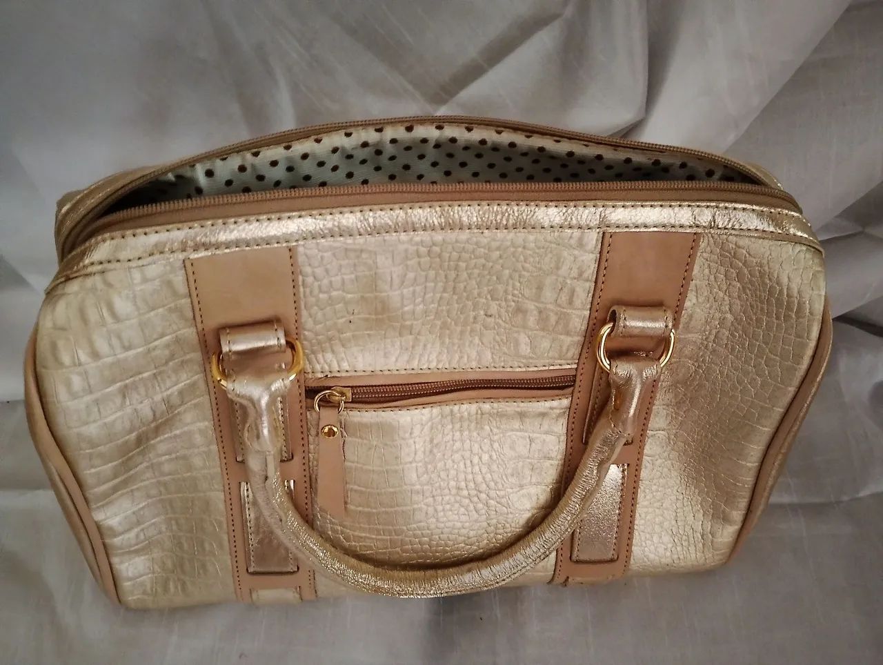 Bolsa couro croco dourada - Foto 2