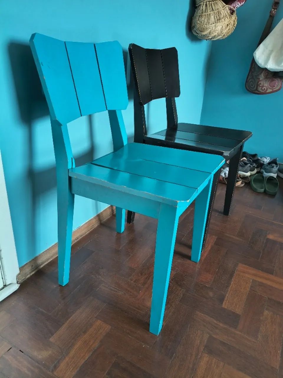 2 cadeira oppa design - preta e azul - Foto 3
