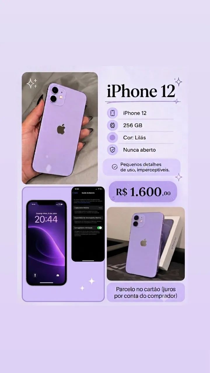 iPhone 12 Lilás 256 GB - Foto 2