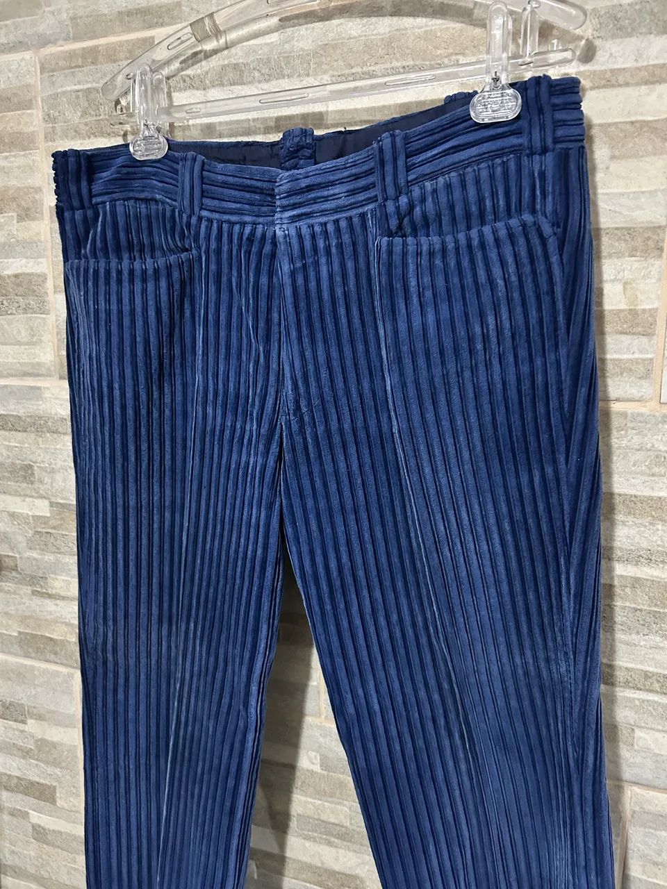 Calça retrô azul de veludo 40 - Foto 5