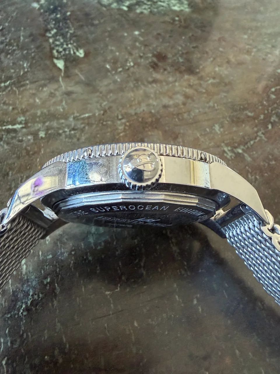 Relógio Breitling Superocean Heritage II 46mm Azul Pulseira Mesh - Foto 2