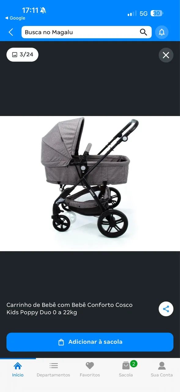 Carrinho de bebê Moisés com bebê conforto - Foto 3