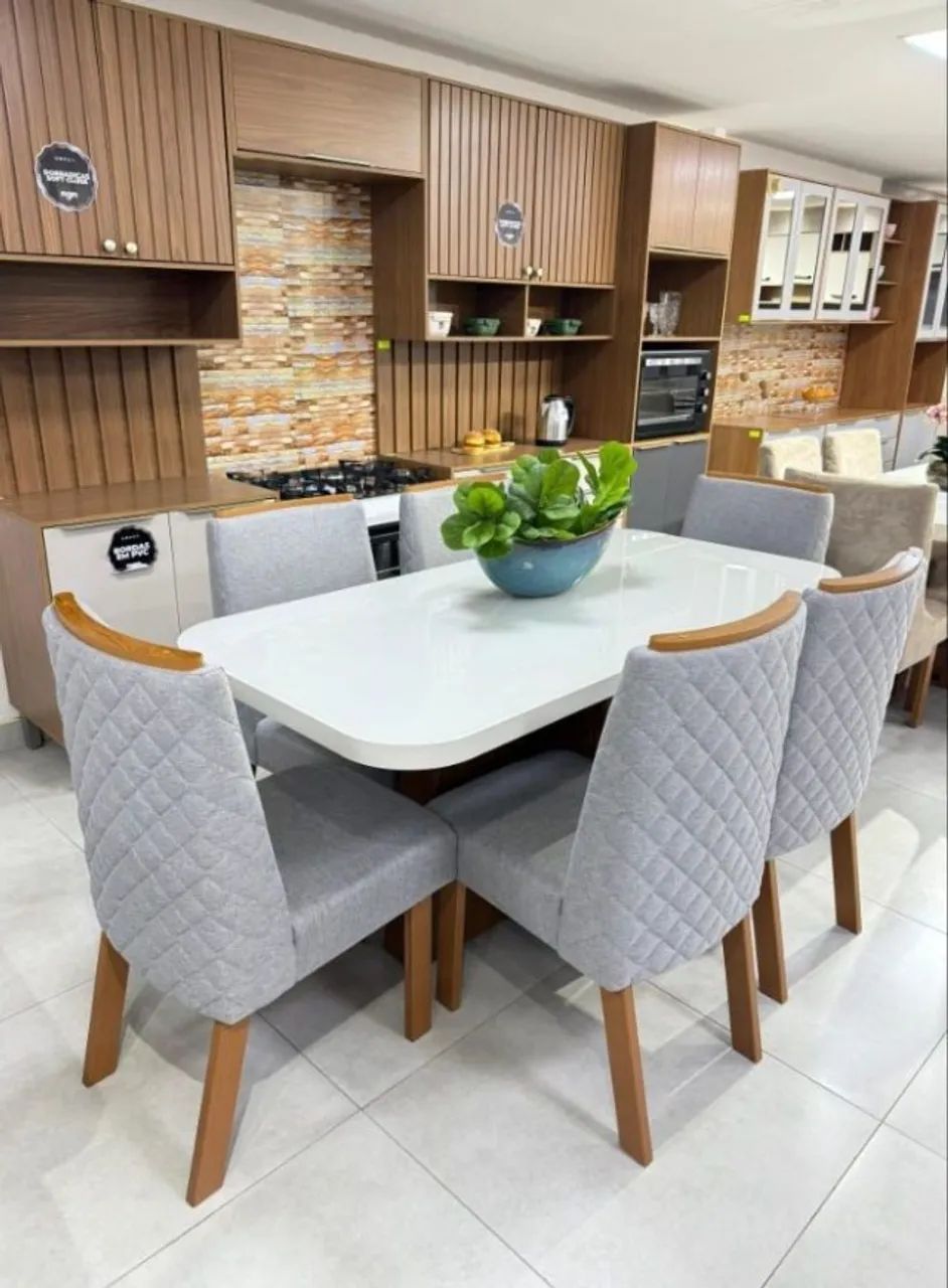 Conjunto Mesa de Jantar Malibu com 6 Cadeiras Alana 160x80m  - Foto 3