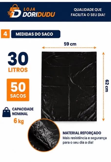 Saco De Lixo 30 Litros Reforçado Embalac Flex 50 Unidades 59x62cm - Foto 4