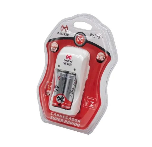 KIT Carregador de Pilha c/2 Pilhas AA 2600Mah Mox - Foto 6