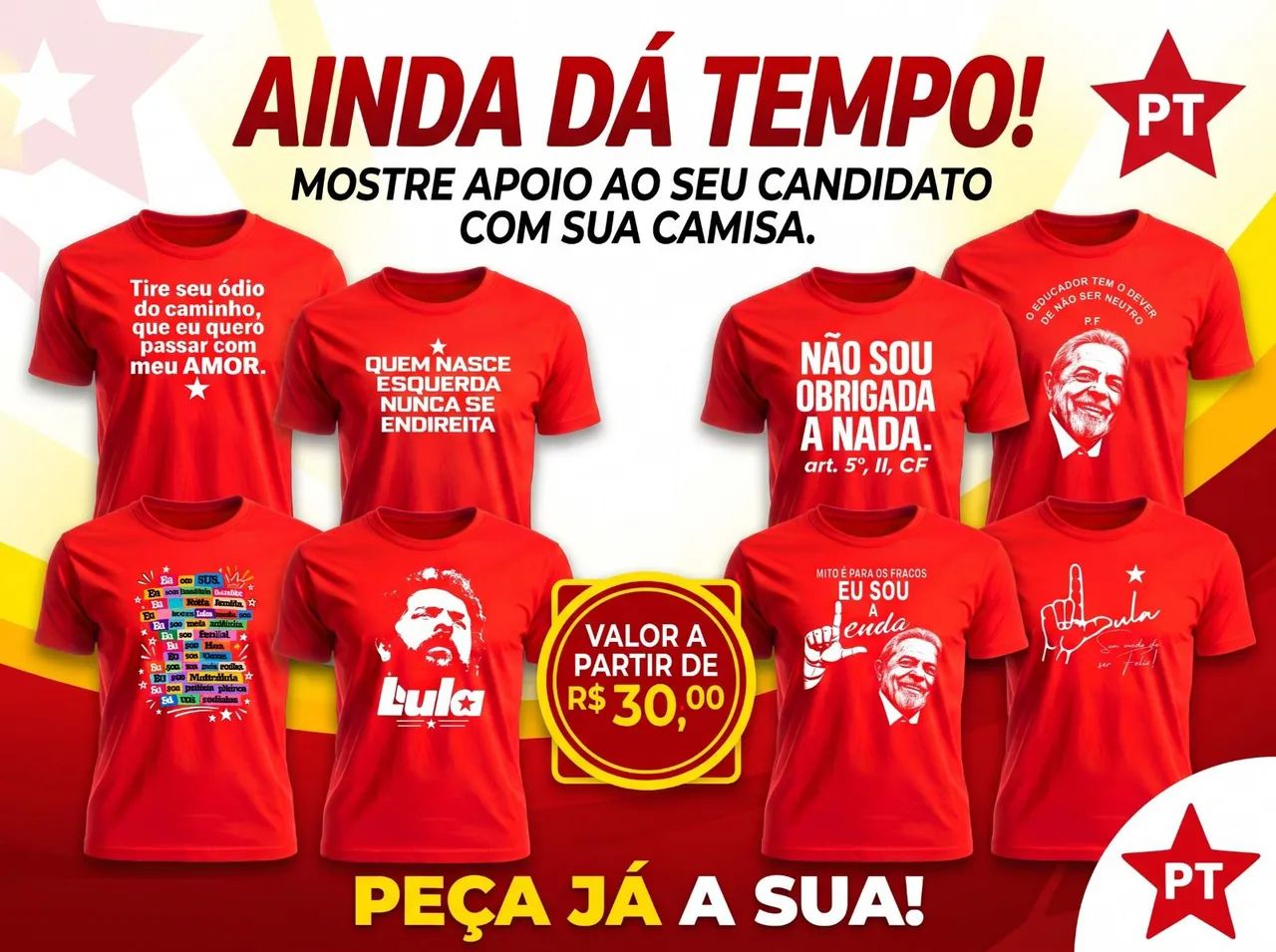 Camisetas Lula PT 