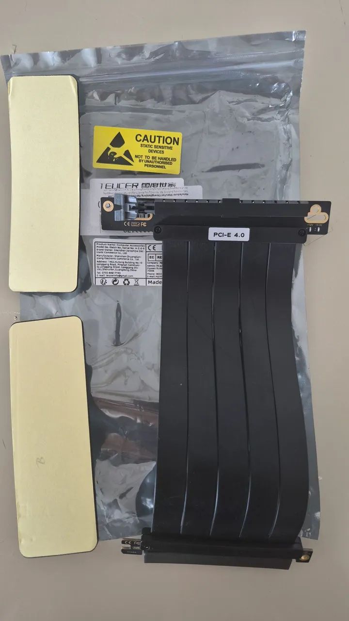 Cabo extensor gpu vertical riser pci 4.0 x16 teucer 