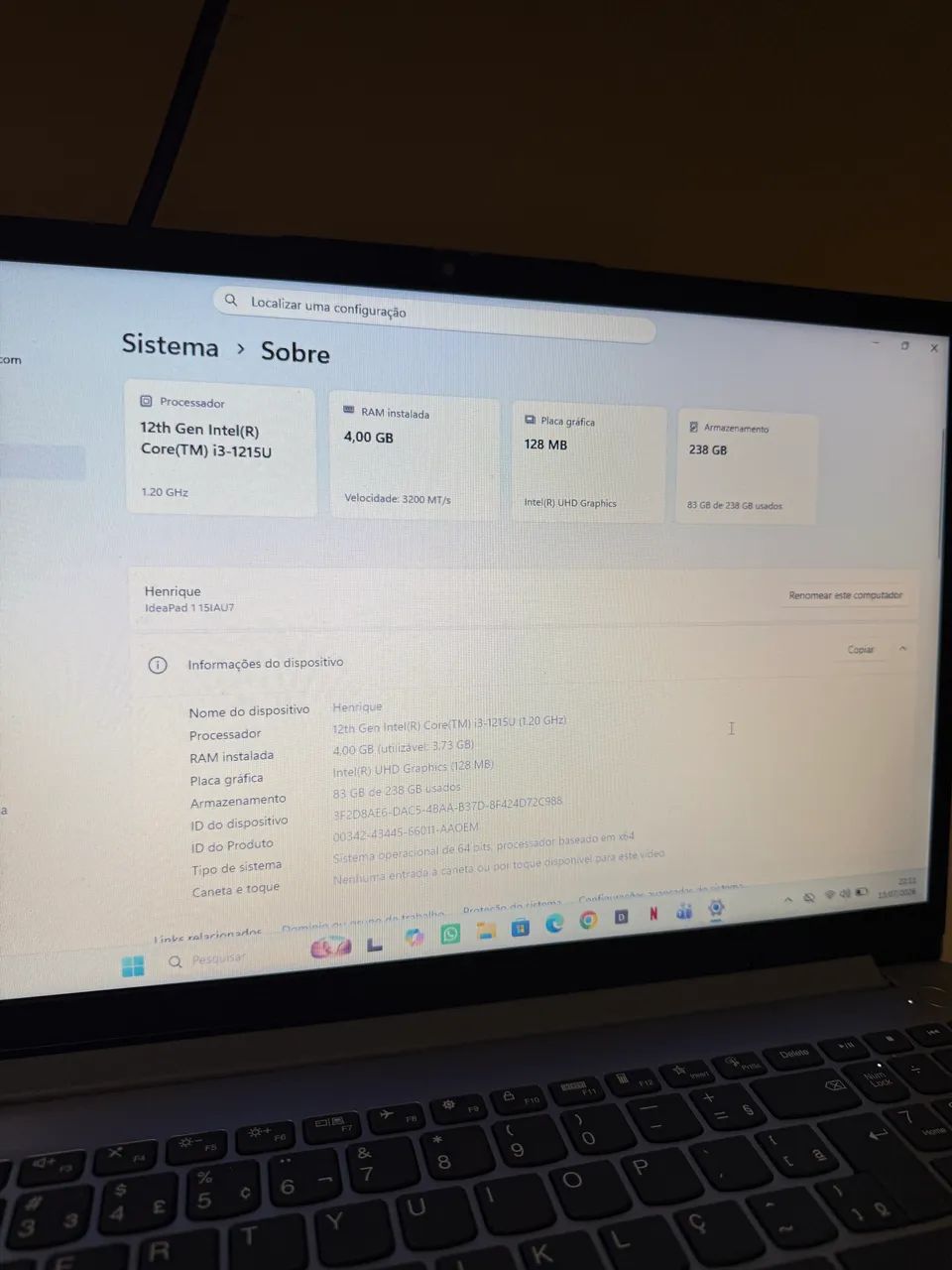 Notebook Lenovo core i3 256gb SSD - Foto 5