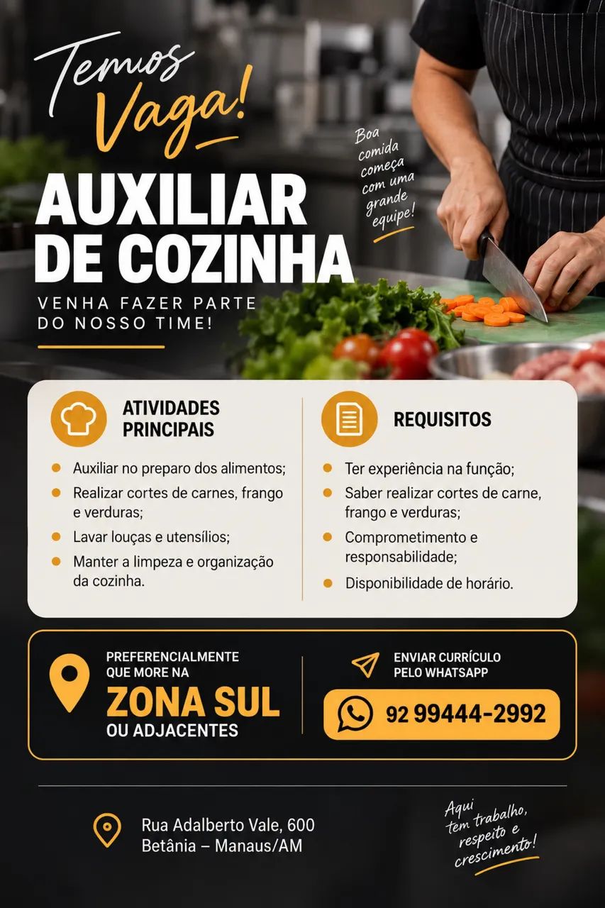 Vaga Auxiliar de cozinha 