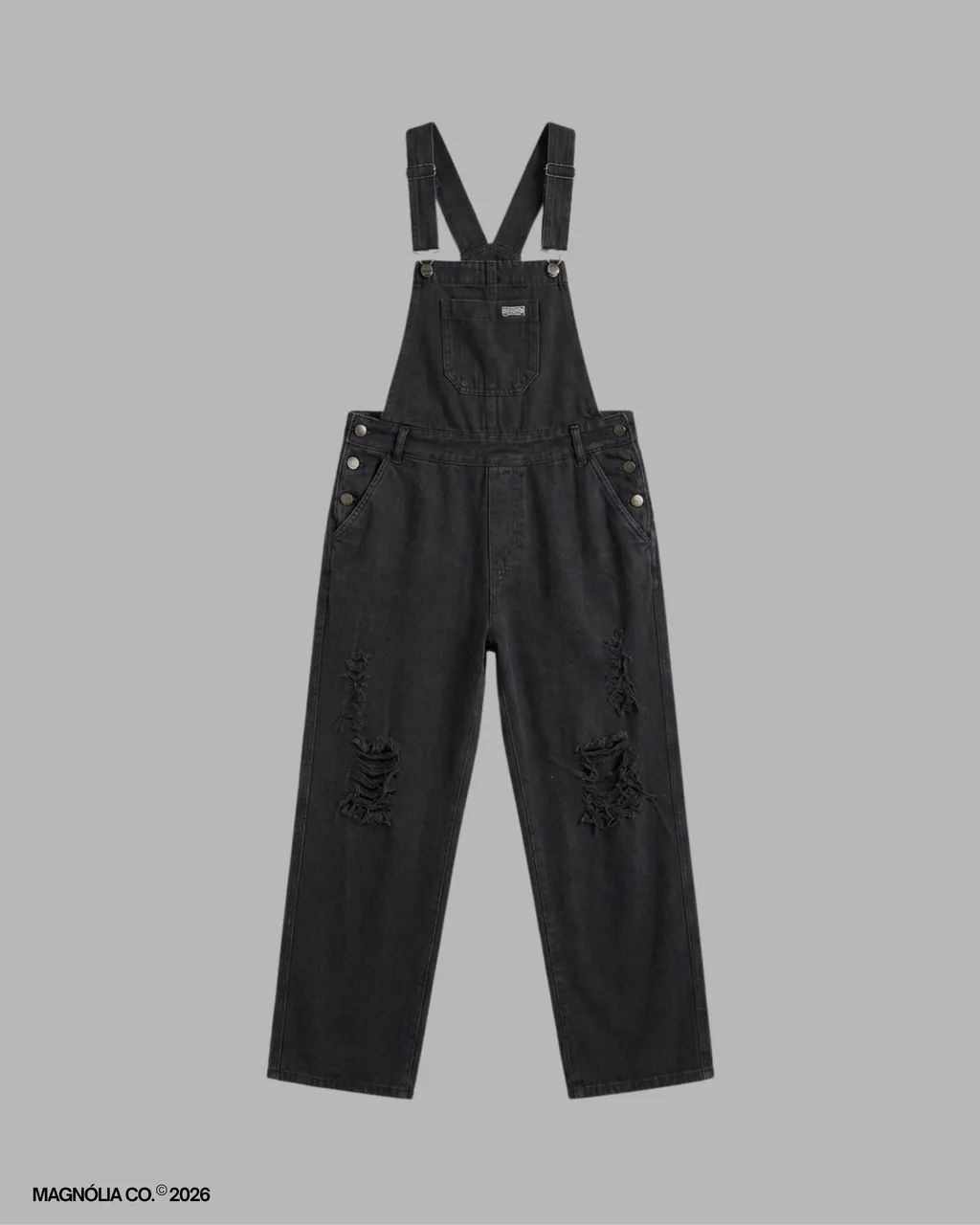 jardineira jeans preta