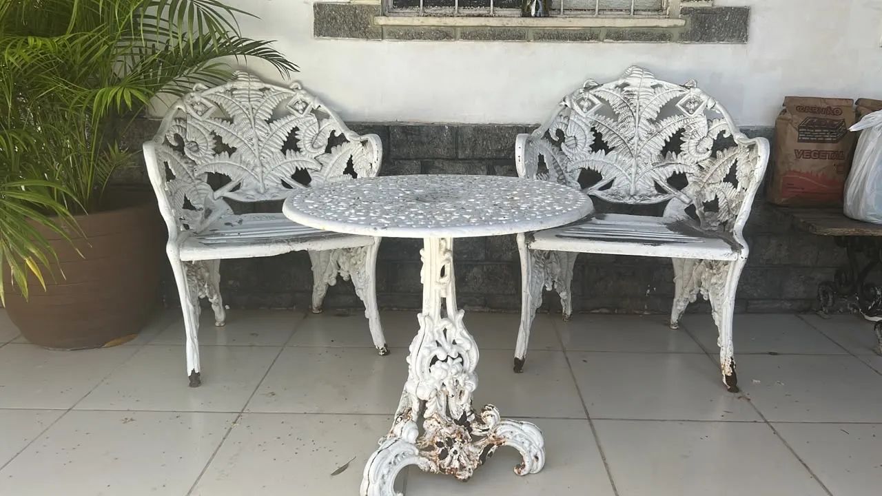 Jogo de terraço 3 pecas de ferro modelo samambaia  - Foto 2
