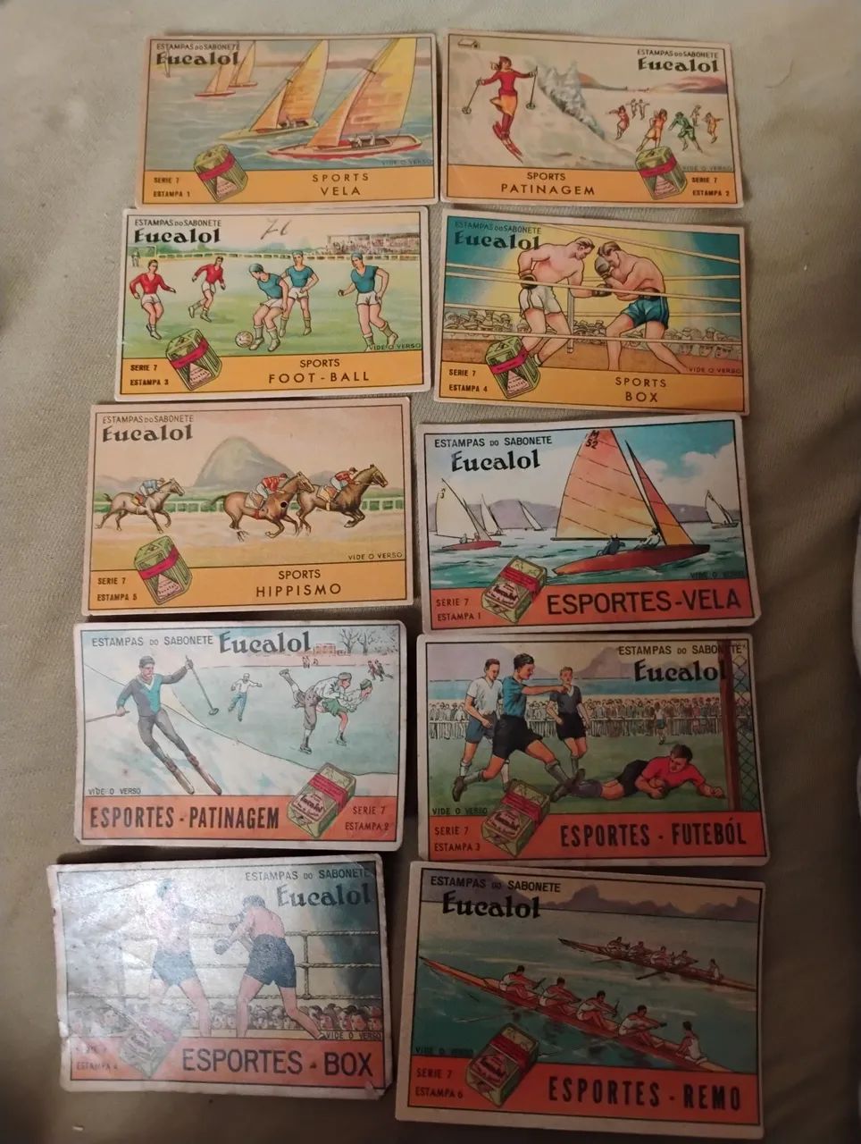 Estampas Eucalol série Esportes lote com 10 peças diferentes 
