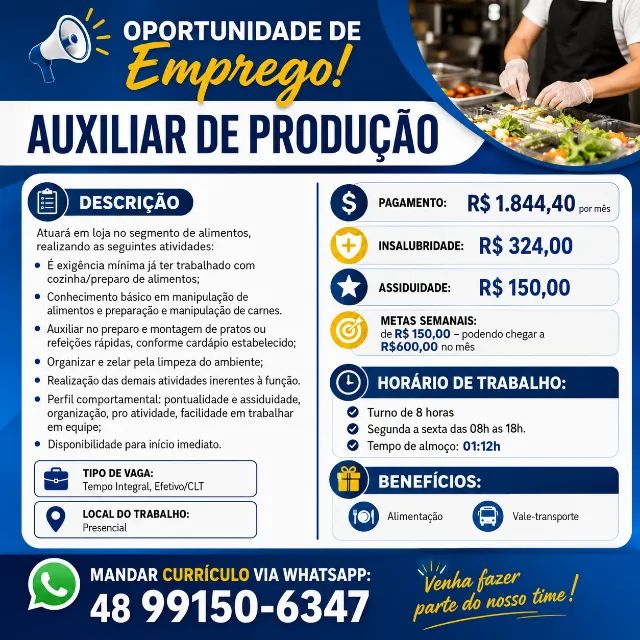 Produção/Auxiliar de cozinha