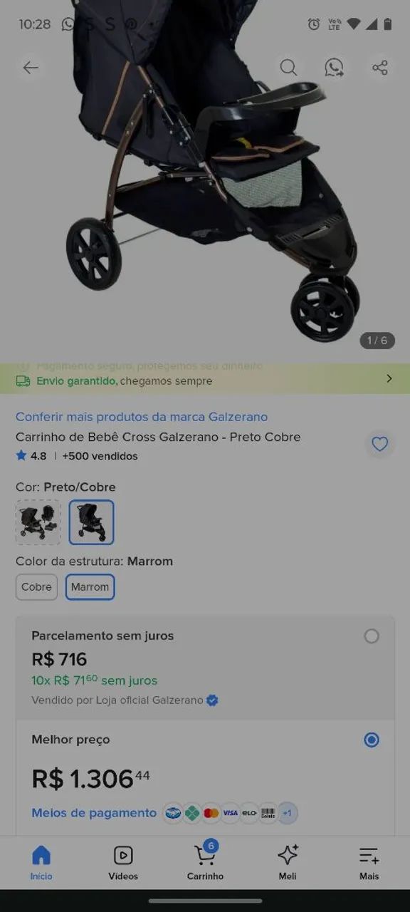 Carrinho de Bebê Galzerano 3 rodas  - Foto 5