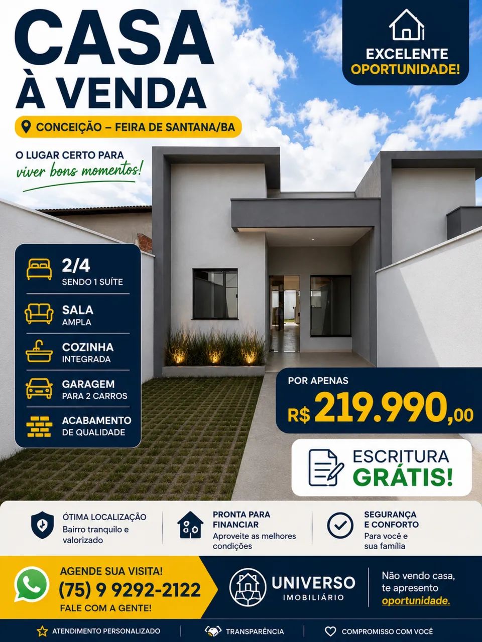 EDSON C. APRESENTA CASA COM 2/4 SUITE EM RUA PUBLICA 