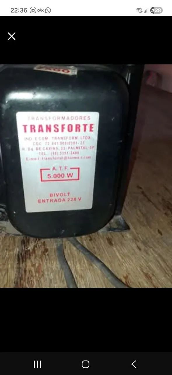 VENDO TRANSFORMADOR -  TRANSFORTE