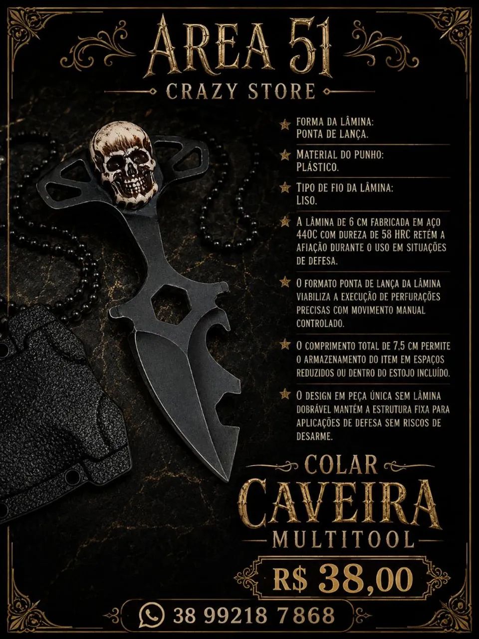 Colar caveira Multiuso  - Foto 3