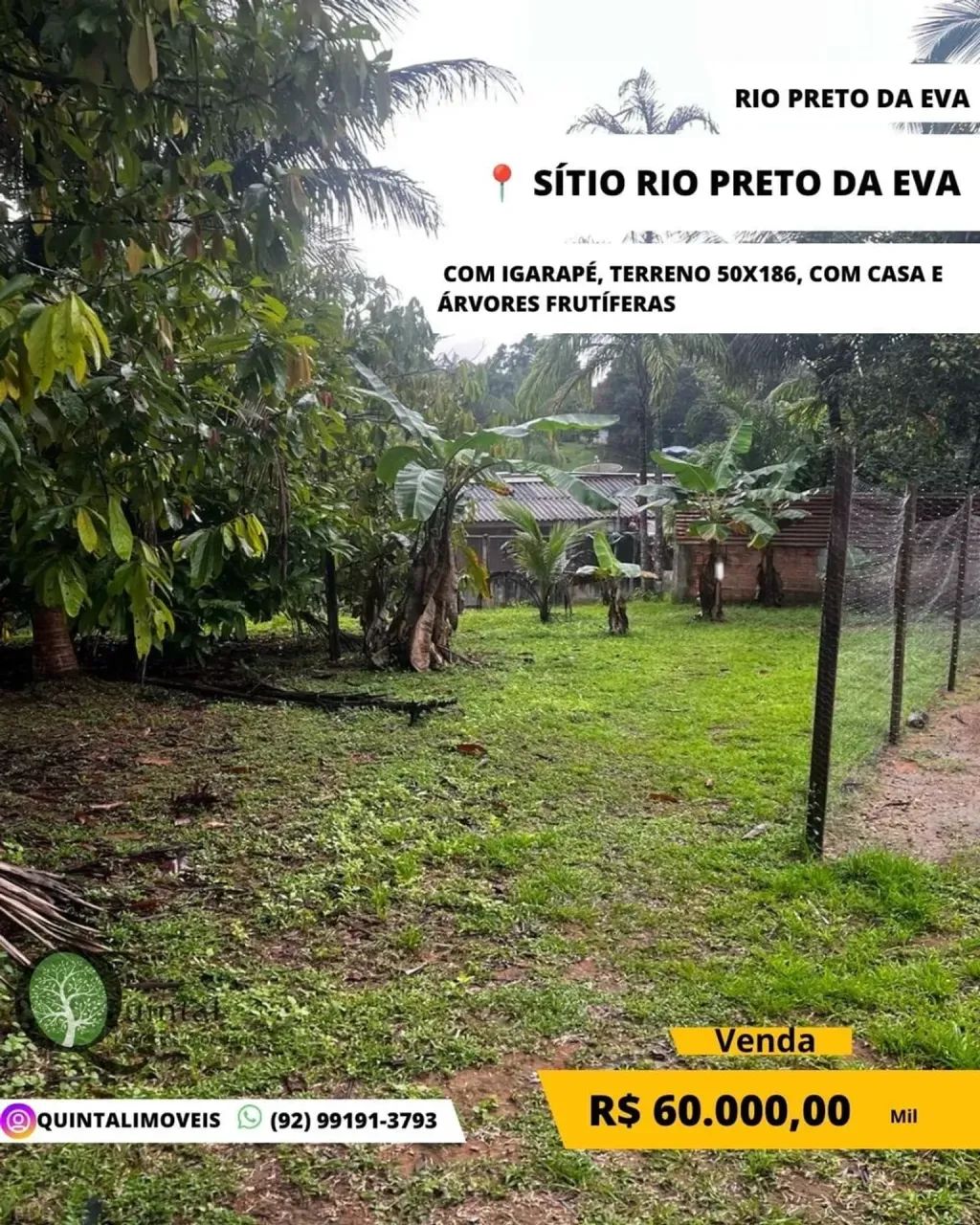 SÍTIO À VENDA |  RIO PRETO DA EVA